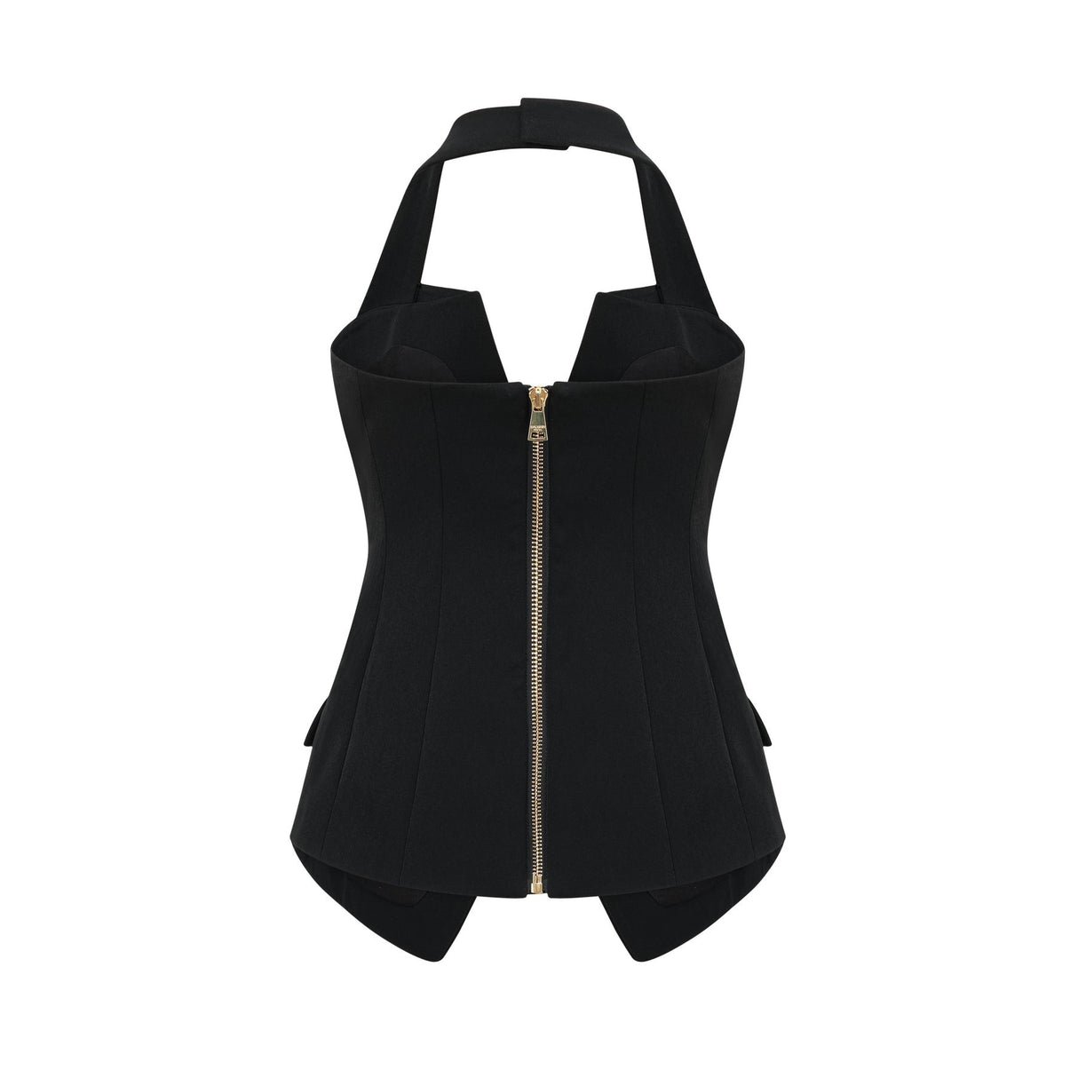 Amabile Top - Double - Breasted - halter neck - Embossed Gold Buttons - Viscose