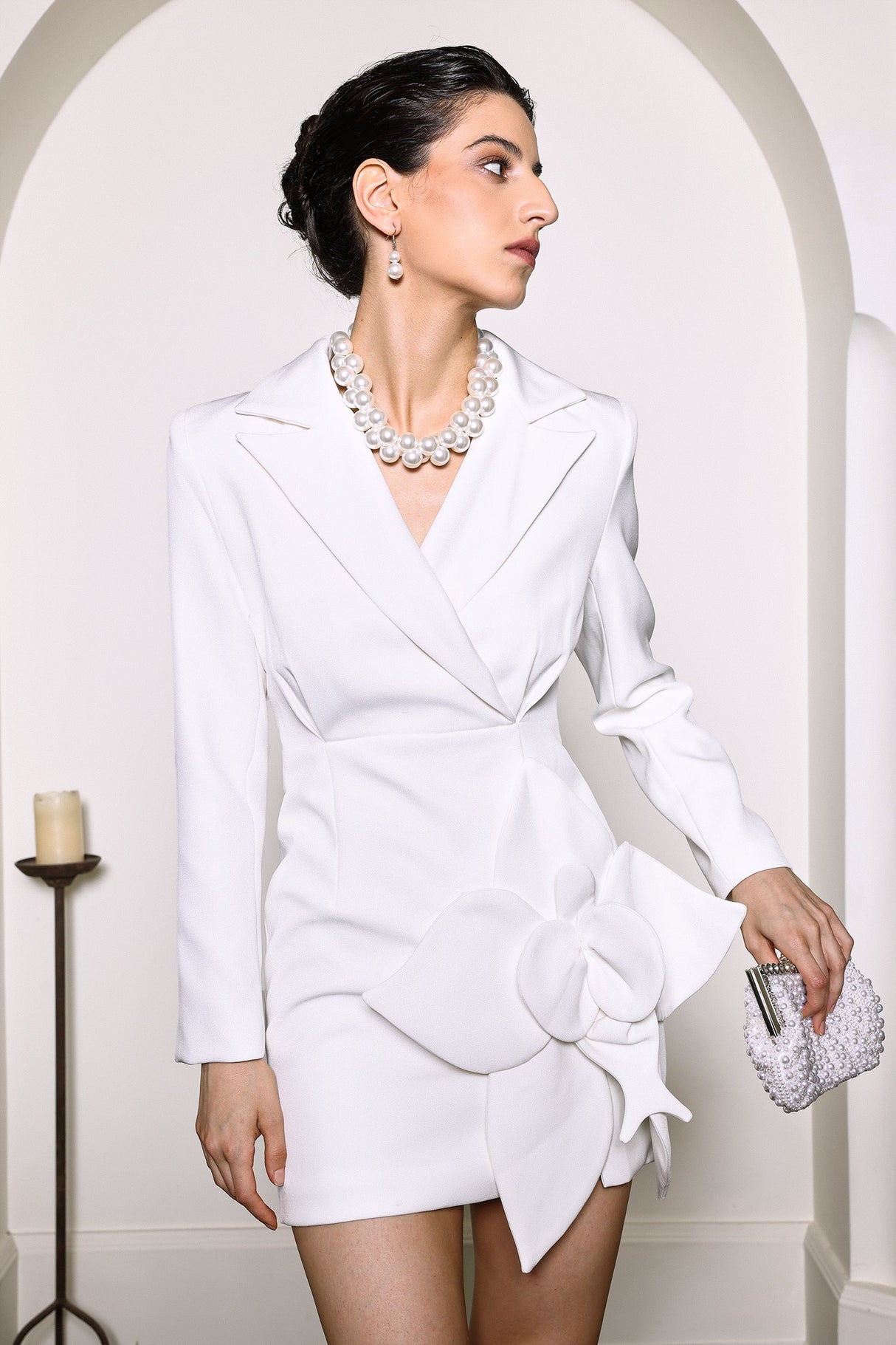 Amabile White Floral Blazer Dress