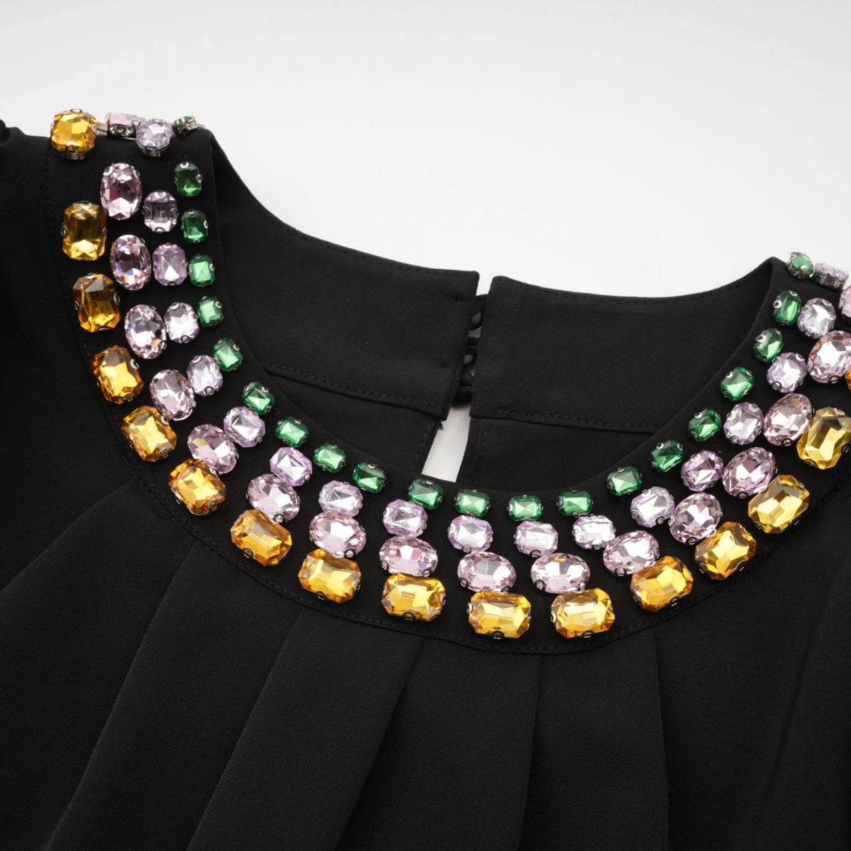 Amari Mini Dress - Sleeveless - Ruched Detailing - Crystal Embellishment - Rear Zip Fastening