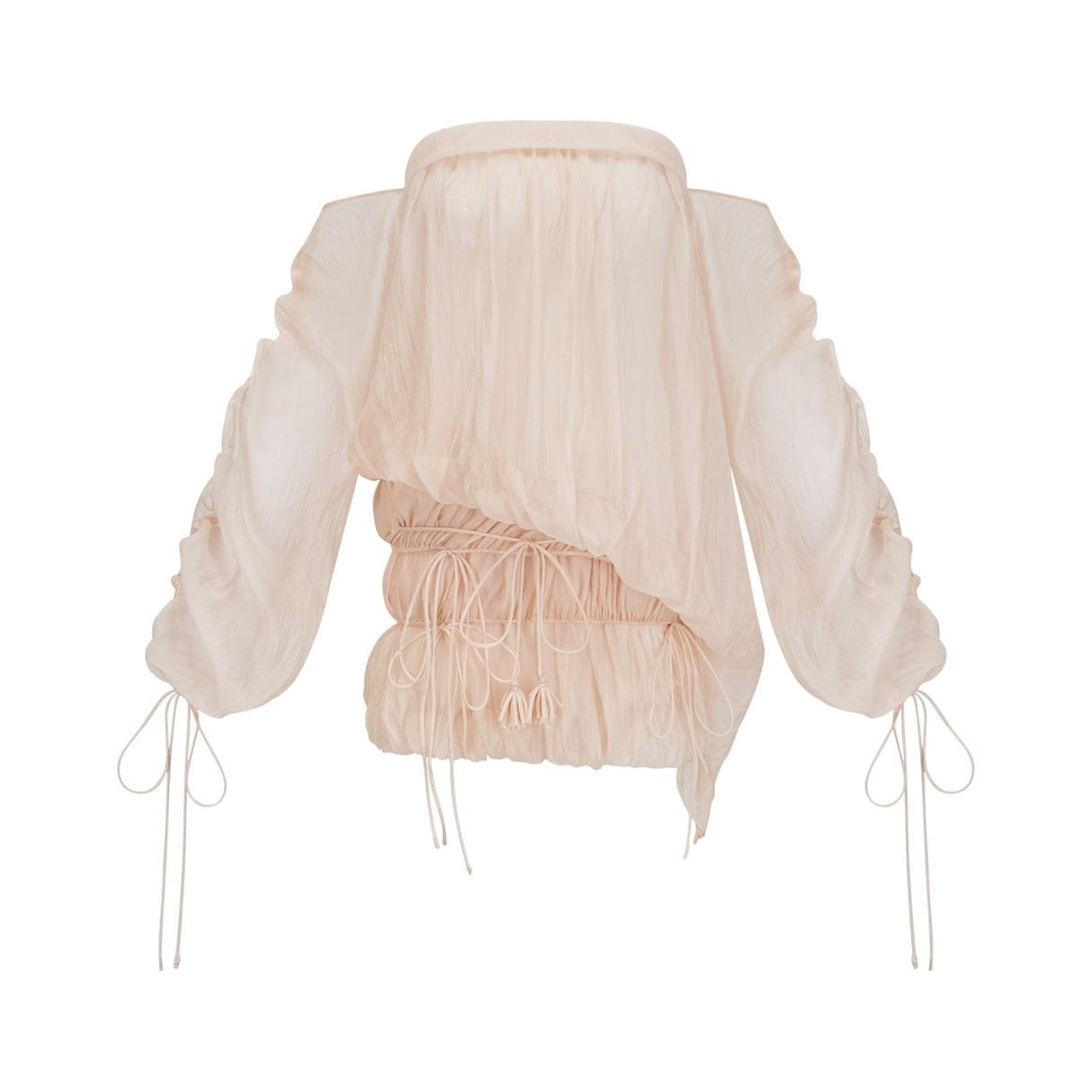 Amaya Mini Dress - Off - the - shoulder Style - Long Puff Sleeves - Adjustable Self - tie Design - Ruched Detailing