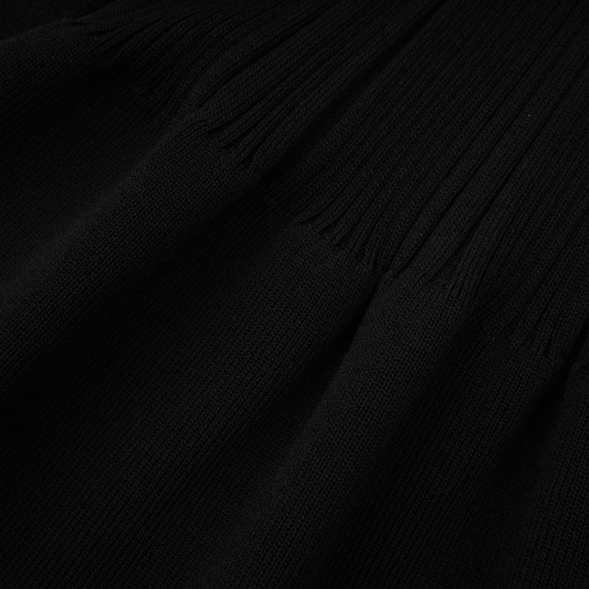 Amelia Midi Dress - Spread Collar - Long Sleeves - Ribbed Knit - Ruffle Details