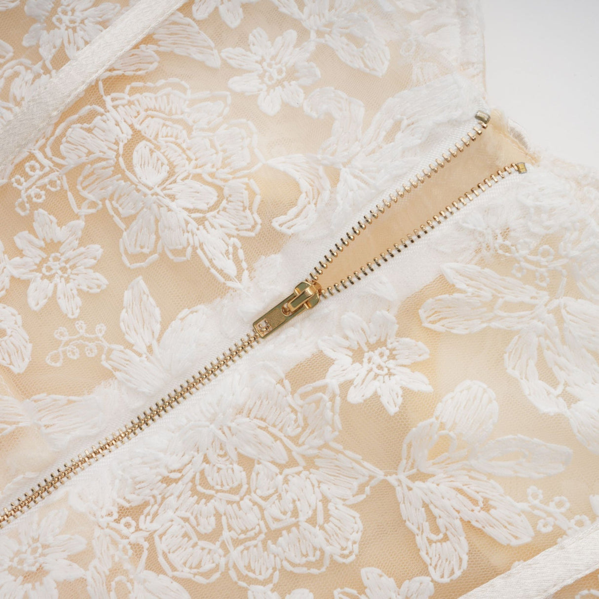 Amelina Midi Dress - Bustier Style - Corset Detailing - Embroidered Design - Spaghetti Straps - Rear Zip Fastening