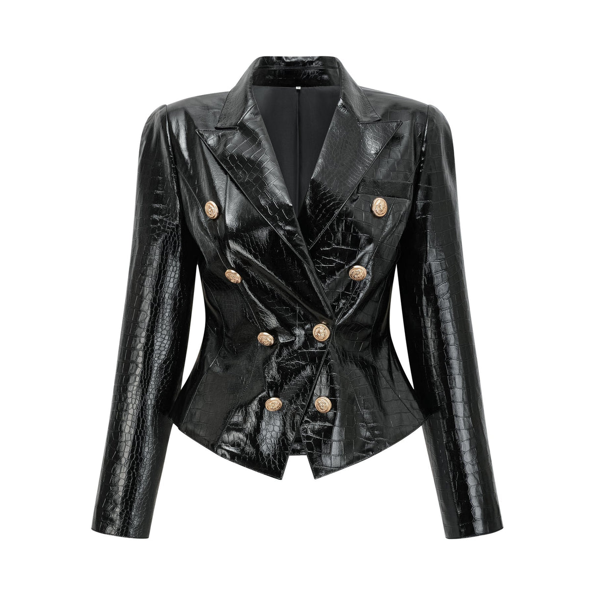 Anastasia Jacket - Peak Lapels - Buttoned Cuffs - Cinched Waist - Patent Finish