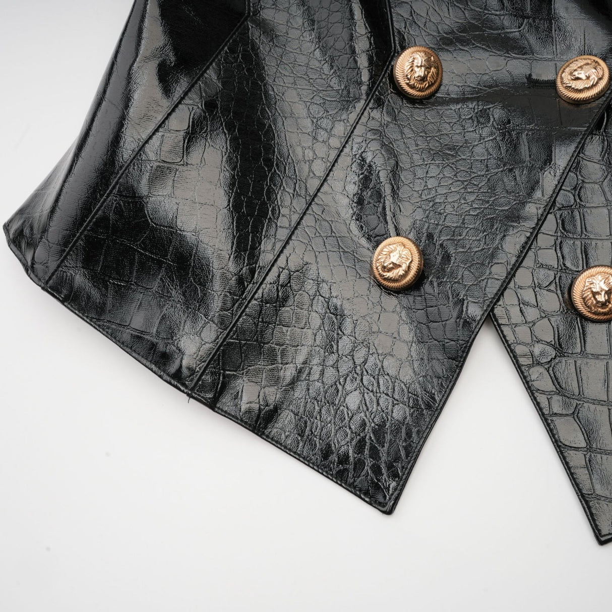 Anastasia Jacket - Peak Lapels - Buttoned Cuffs - Cinched Waist - Patent Finish