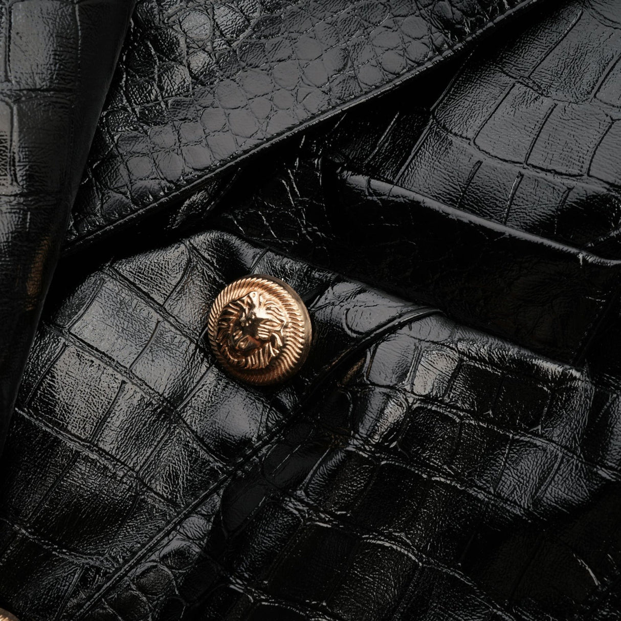 Anastasia Jacket - Peak Lapels - Buttoned Cuffs - Cinched Waist - Patent Finish