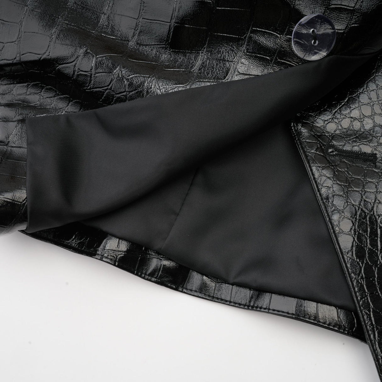 Anastasia Jacket - Peak Lapels - Buttoned Cuffs - Cinched Waist - Patent Finish