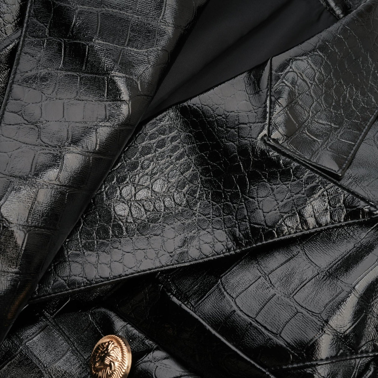 Anastasia Jacket - Peak Lapels - Buttoned Cuffs - Cinched Waist - Patent Finish