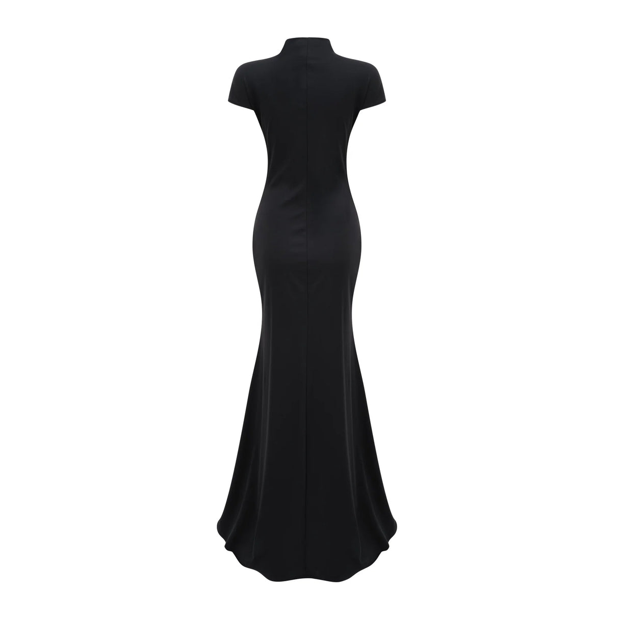 Andrea Black Keyhole Maxi Dress with High Thigh Slit