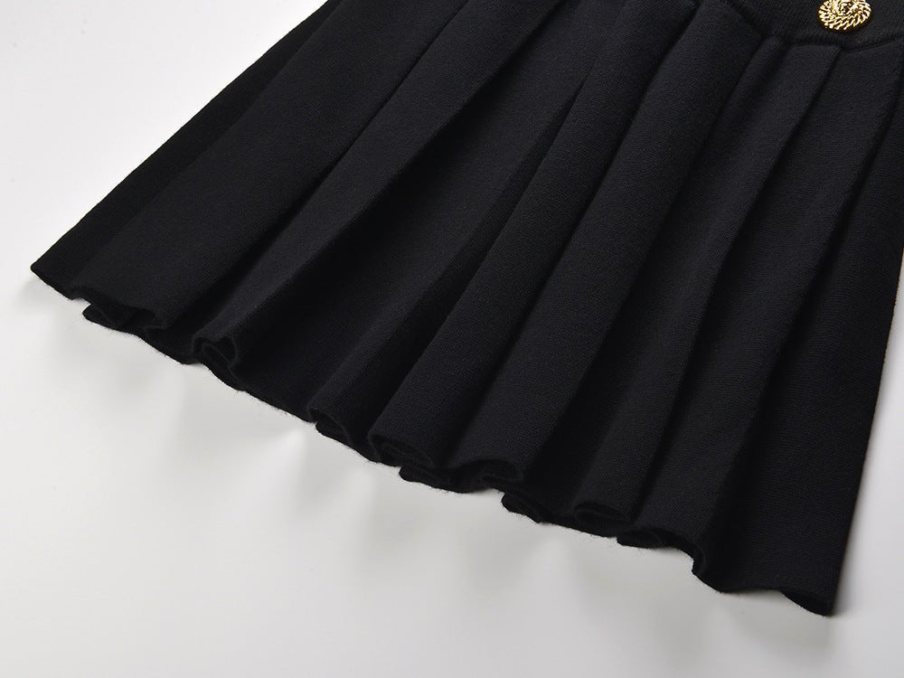 Angel Skirt - Flared Pleated Silhouette - High - Waisted Button Accents - Tailored Comfort - Decorative Buttons - Versatile Style
