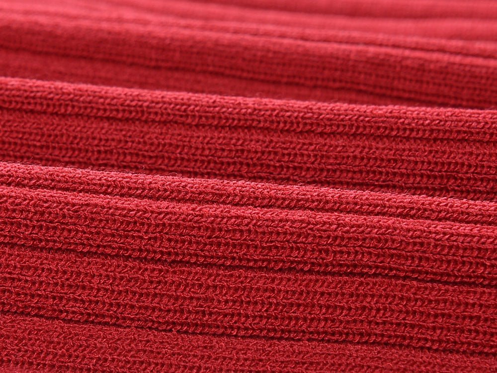 Angel V - Neck Ribbed Dress - Button - Down with Gold Buttons - Patch Pockets