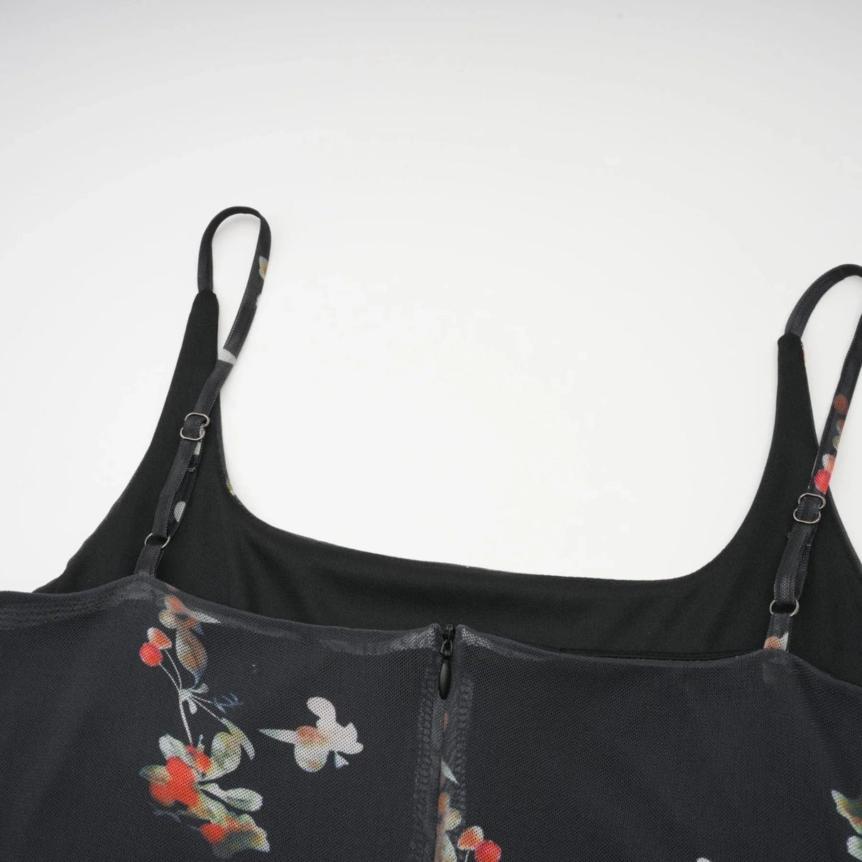 Angelica Floral Midi Dress - Delicate Spaghetti Straps - Square Neckline - Low - Cut Back - Chic Rear Slit Detail