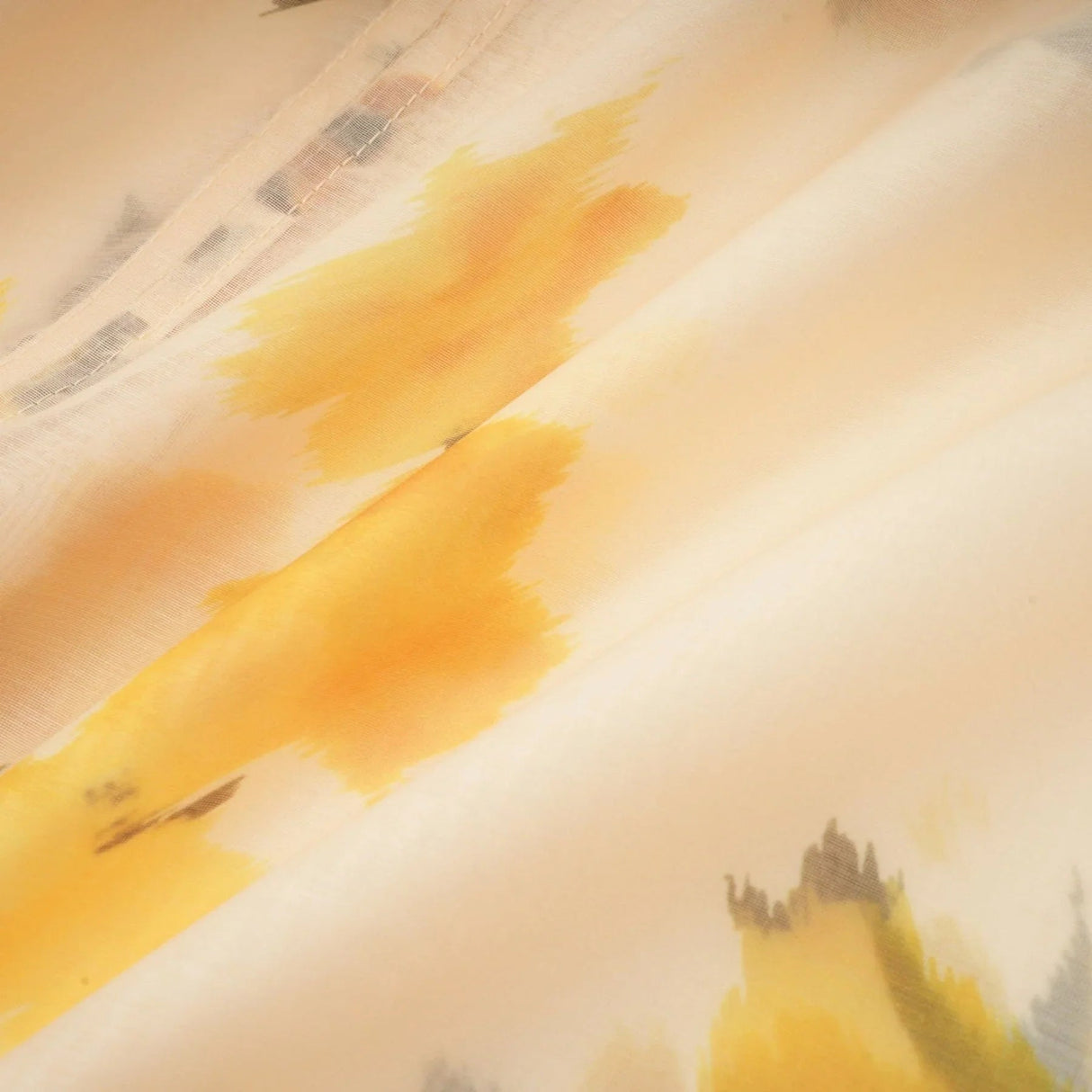 Angelina Floral Midi Dress - Round Neck Blouse - Buttoned Cuffs - Semi - Sheer with Rear Button Fastening and Lace Details