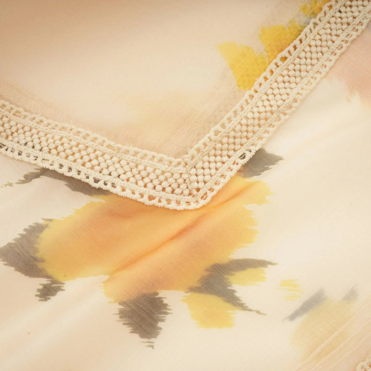 Angelina Floral Midi Dress - Round Neck Blouse - Buttoned Cuffs - Semi - Sheer with Rear Button Fastening and Lace Details