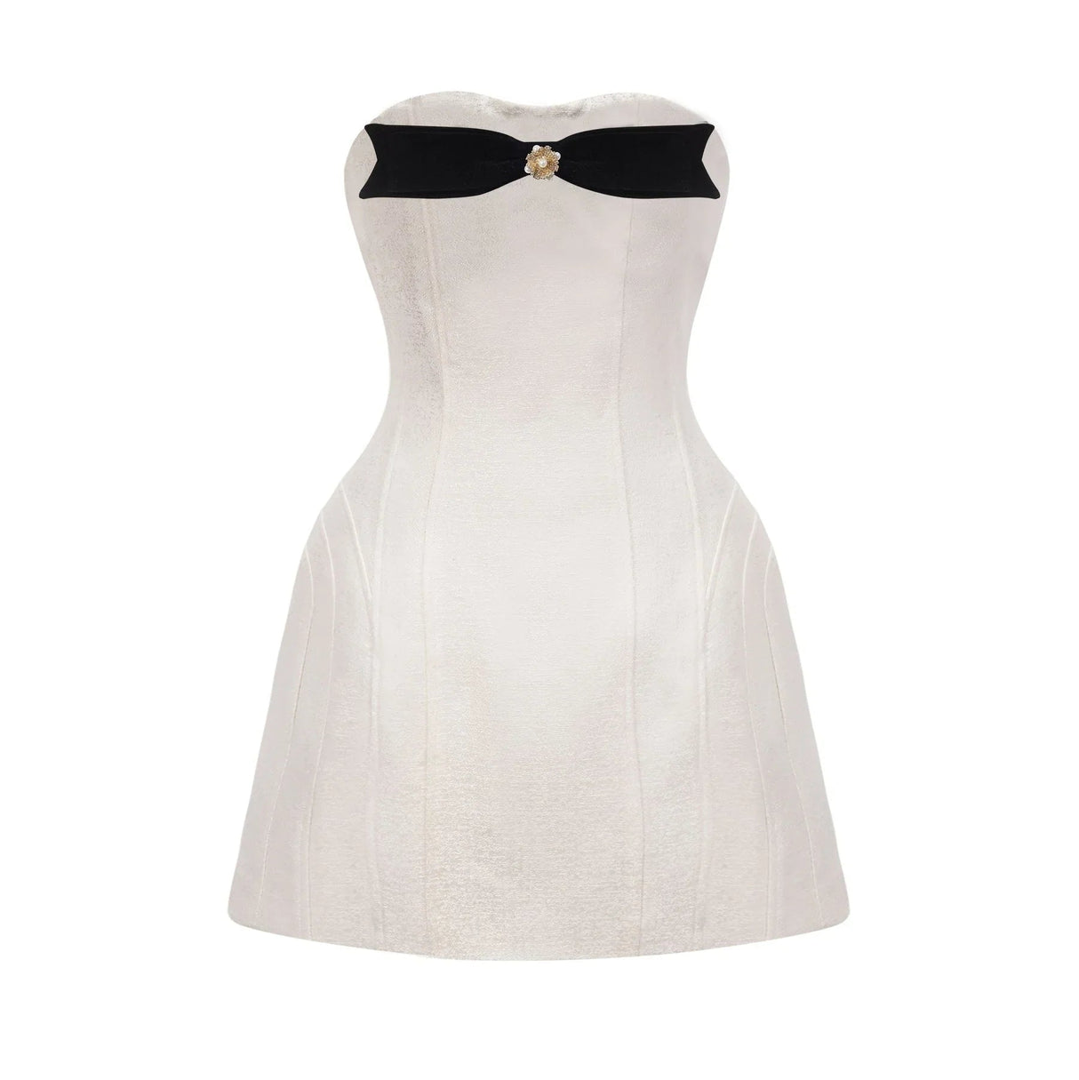 Angioletta Mini Dress - Off the Shoulder Style - Sleeveless Design - Bow Detailing - Thigh Length