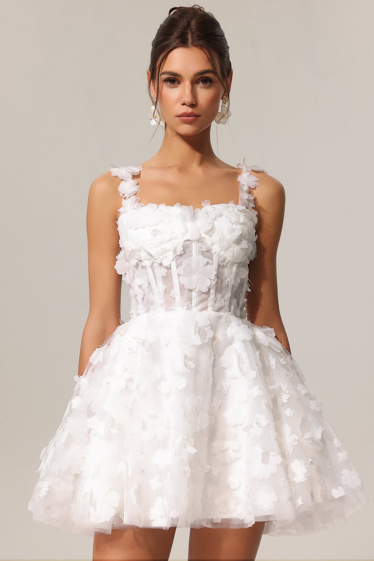 Anita White Floral Embellished Mini Dress