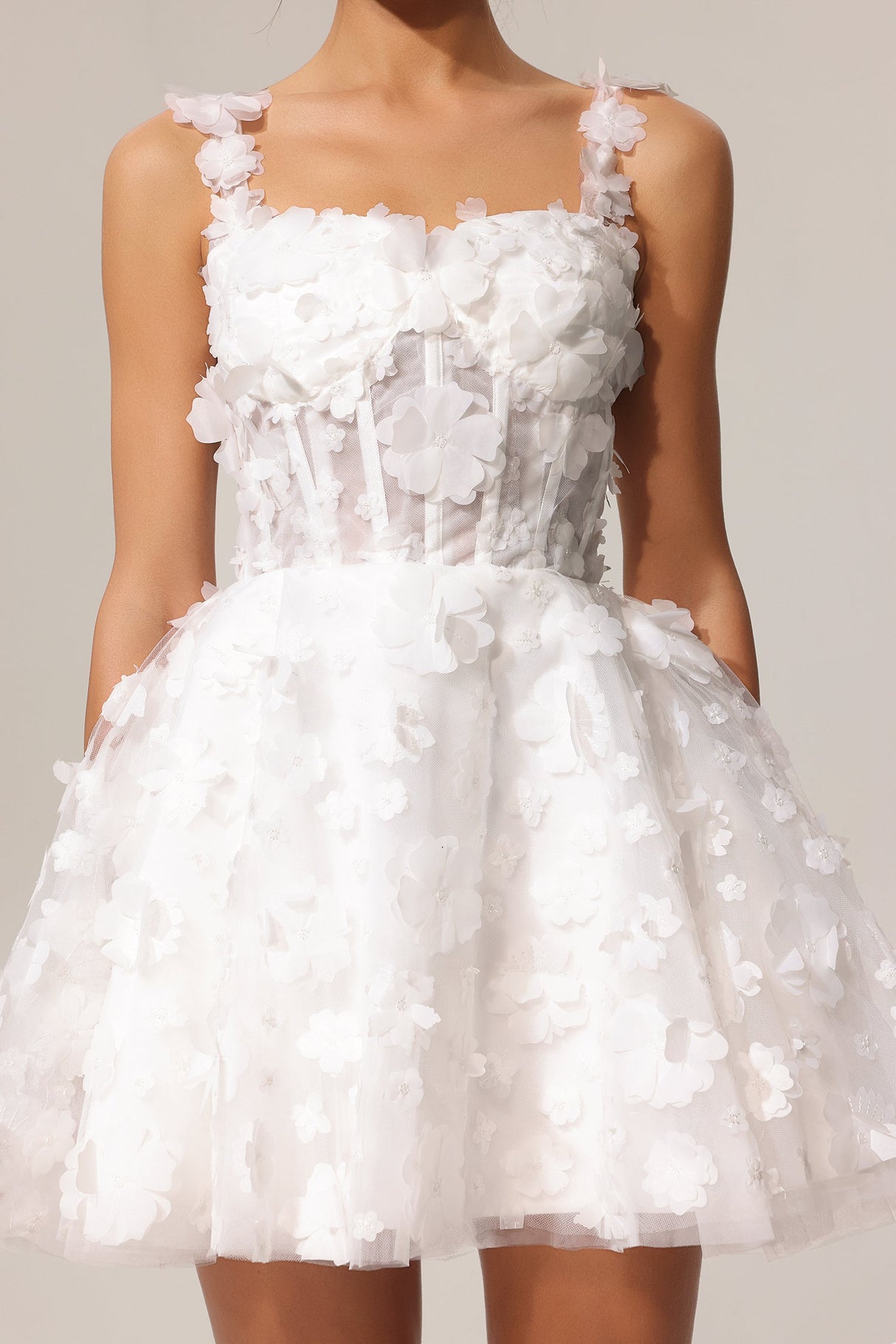 Anita White Floral Sleeve Fit and Flare Mini Dress