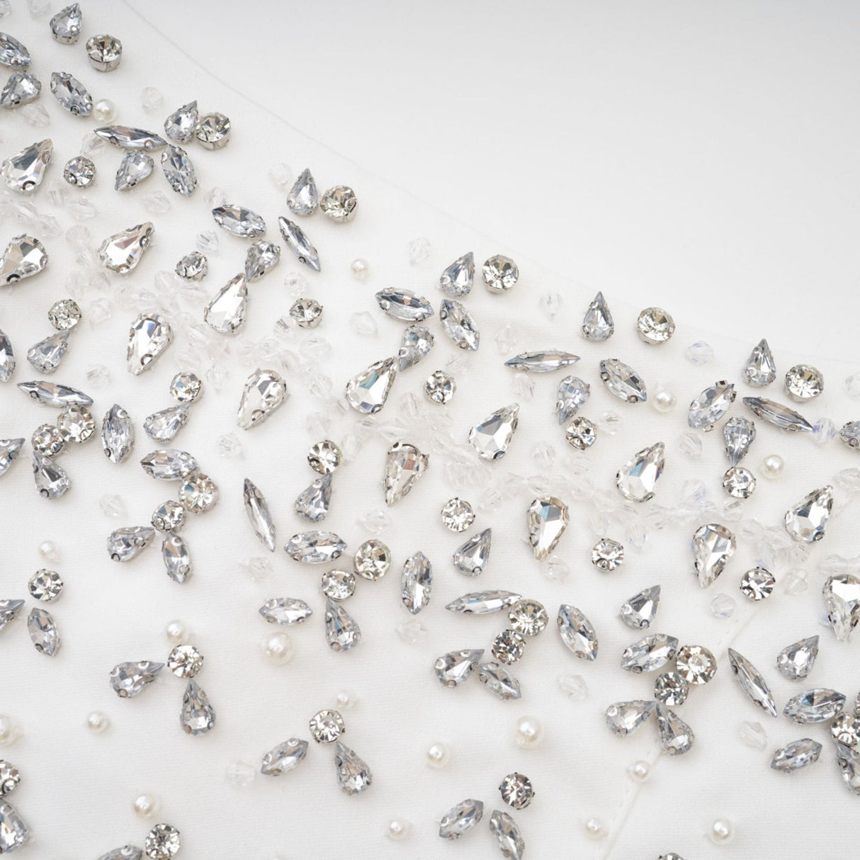 Anna Mini Dress - Sleeveless Off - Shoulder Design - Fully Embellished - Mini Length with Back Zipper