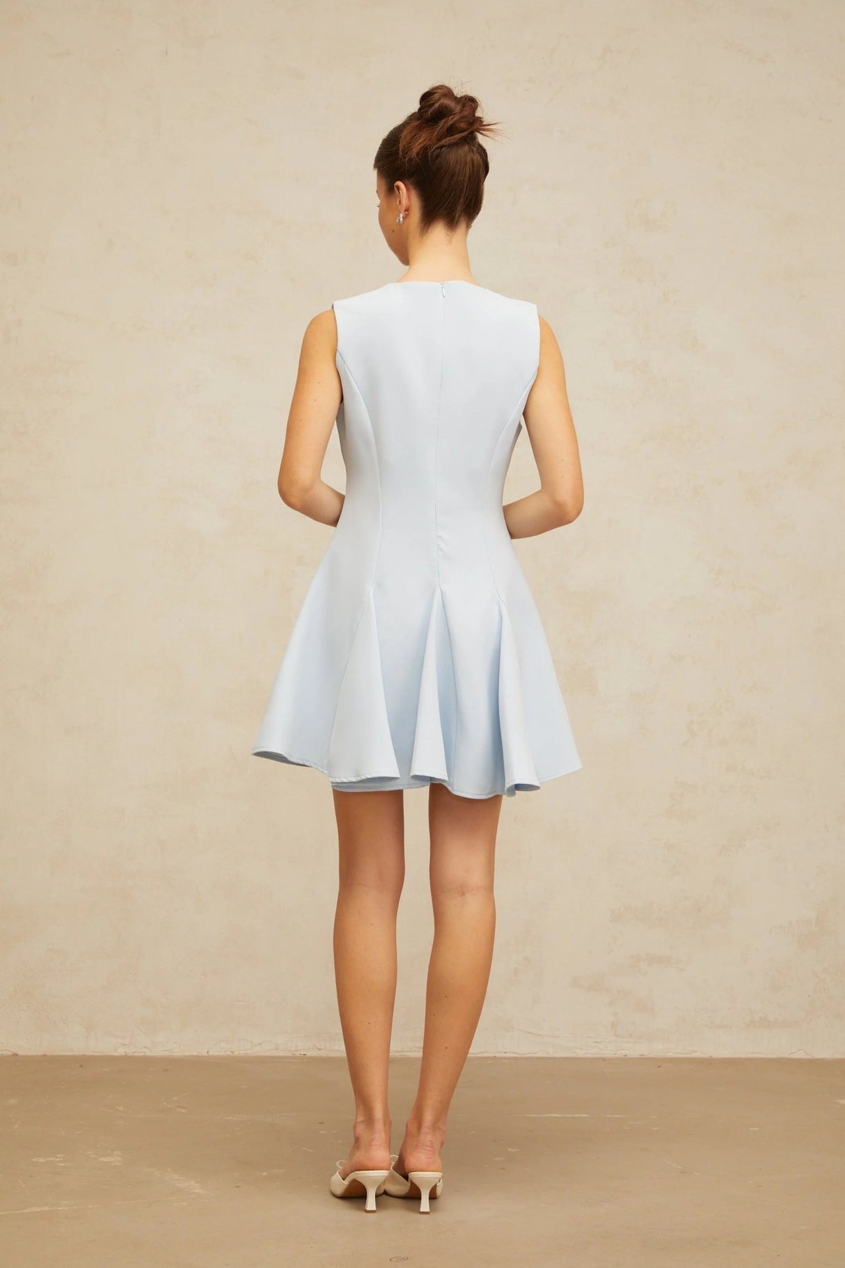 Annalisa Mini Dress Blue Bowknot Godet Design & Cut - Out Detailing