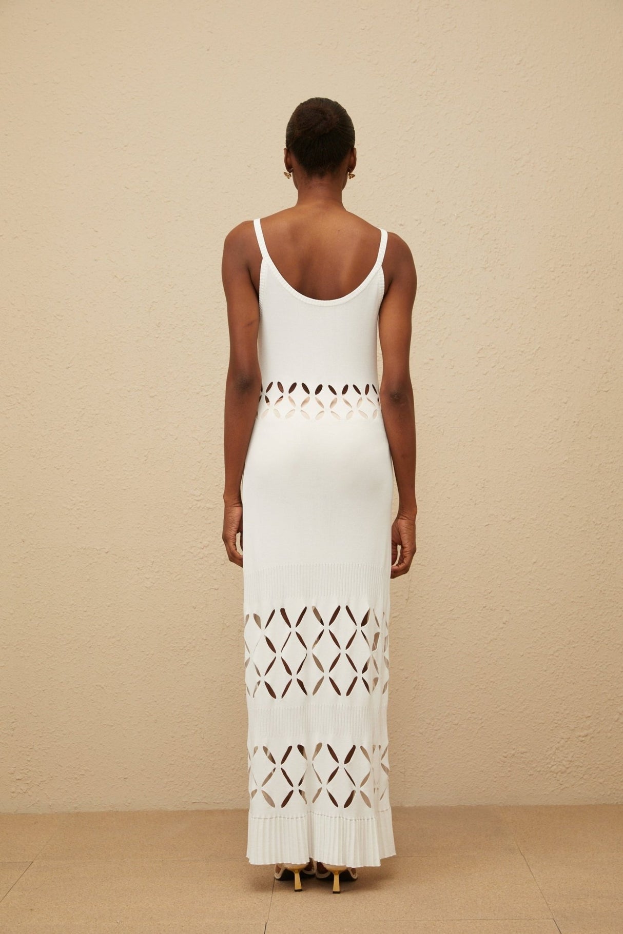 Annamaria Maxi Dress - White - Cut - out Design - Flared Hem