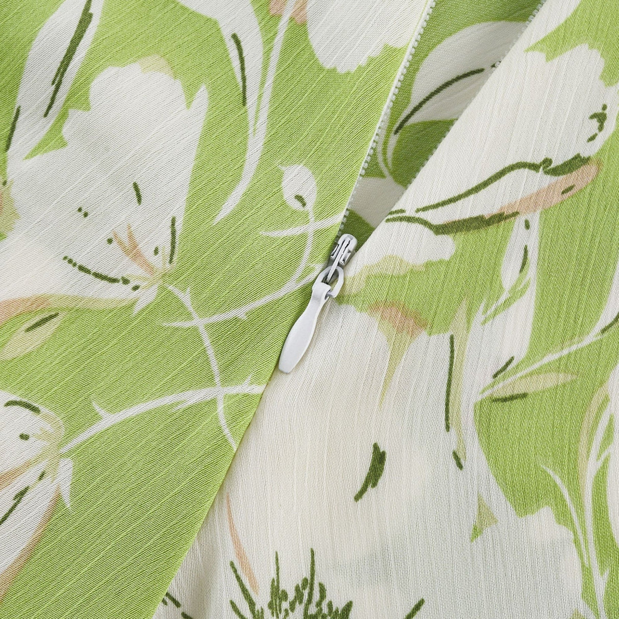 Annetta Floral Midi Dress - Long Sleeves - V - Neckline - Crystal Embellishments - Front Slit