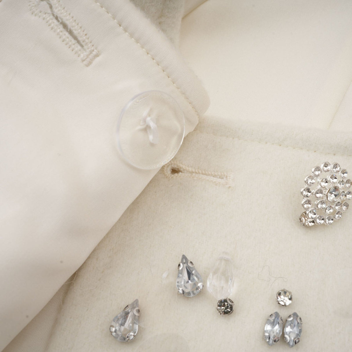 Annie Jacket - Cape Design - Crystal Embellishment - Button Fastening - Straight Hem