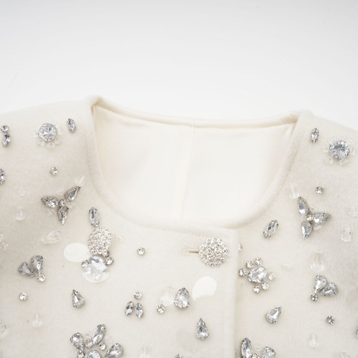 Annie Jacket - Cape Design - Crystal Embellishment - Button Fastening - Straight Hem