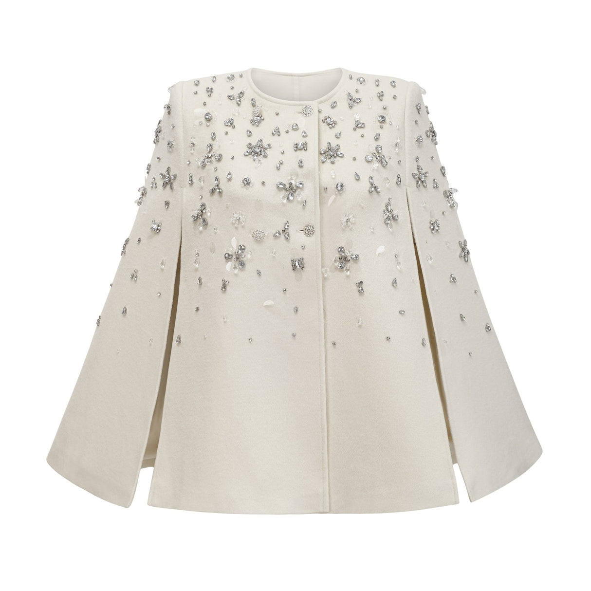 Annie Jacket - Cape Design - Crystal Embellishment - Button Fastening - Straight Hem