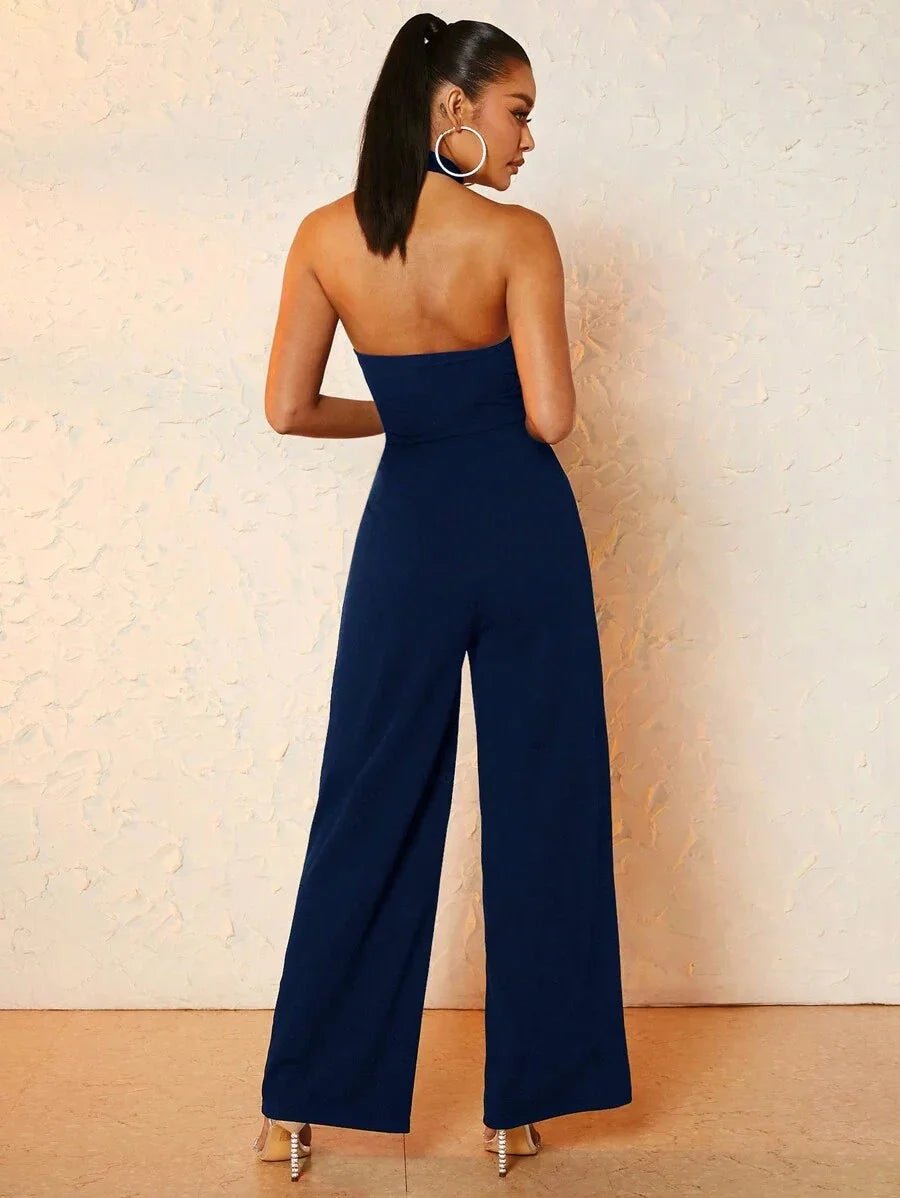 Annie Jumpsuit - Refined Style - Regular Fit Type - Neckline Halter - High Waist Line - Sleeveless - Extra Long Length - Premium Quality