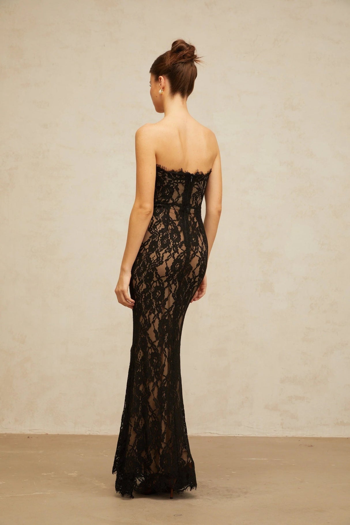 Annie Maxi Dress Black Floral Lace Off - Shoulder Mermaid Hem