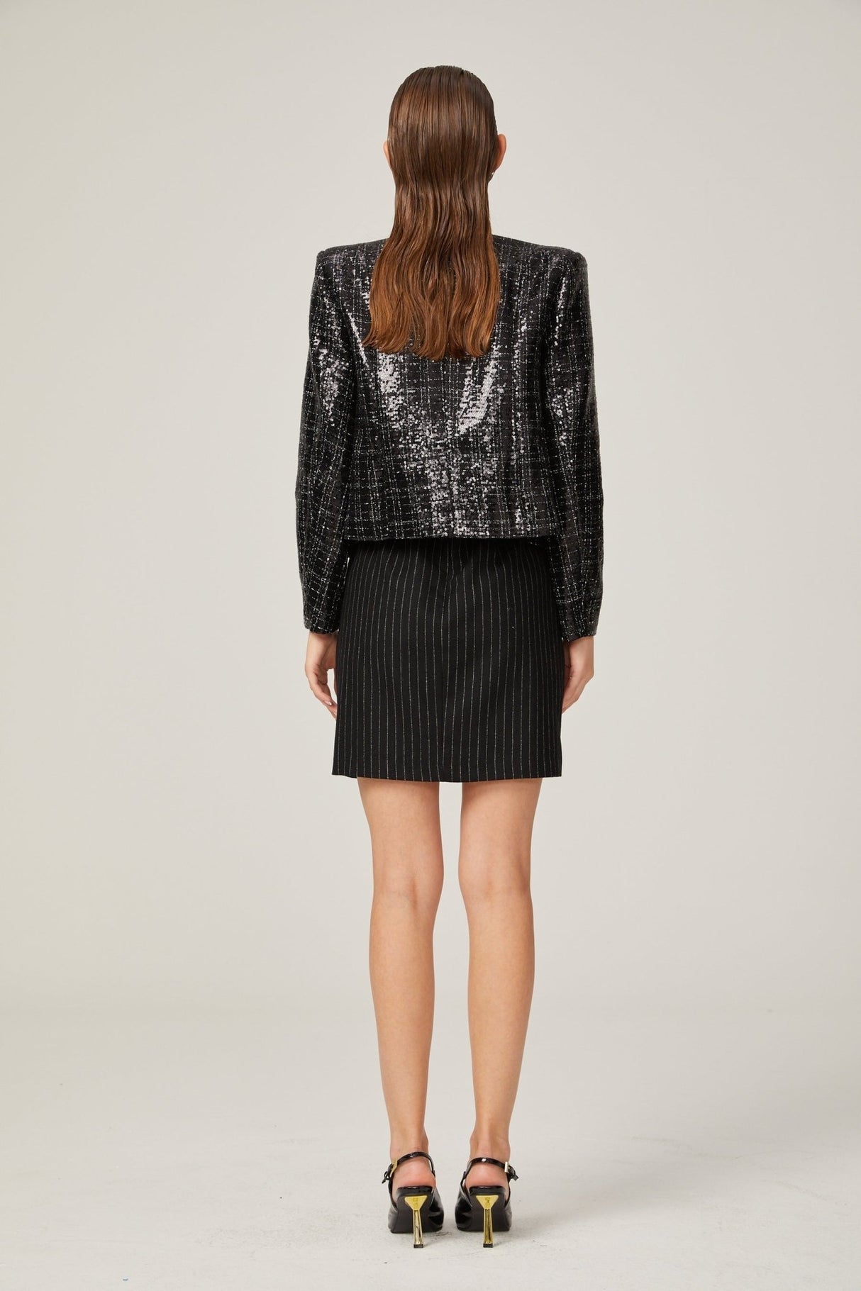 Annunziata Jacket - Round Neck - Sequin & Crystal Embellishment - Buttoned Cuffs