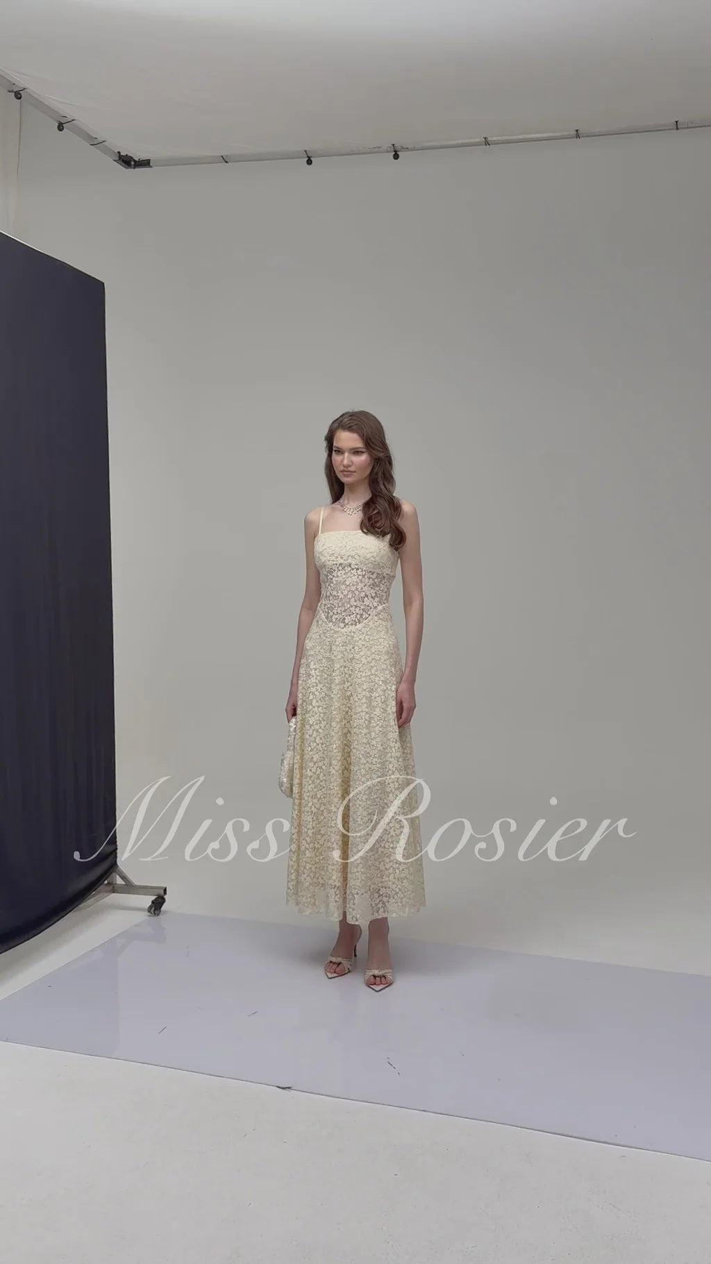 Anouk Cream Sleeveless Maxi Dress with Lace Panels