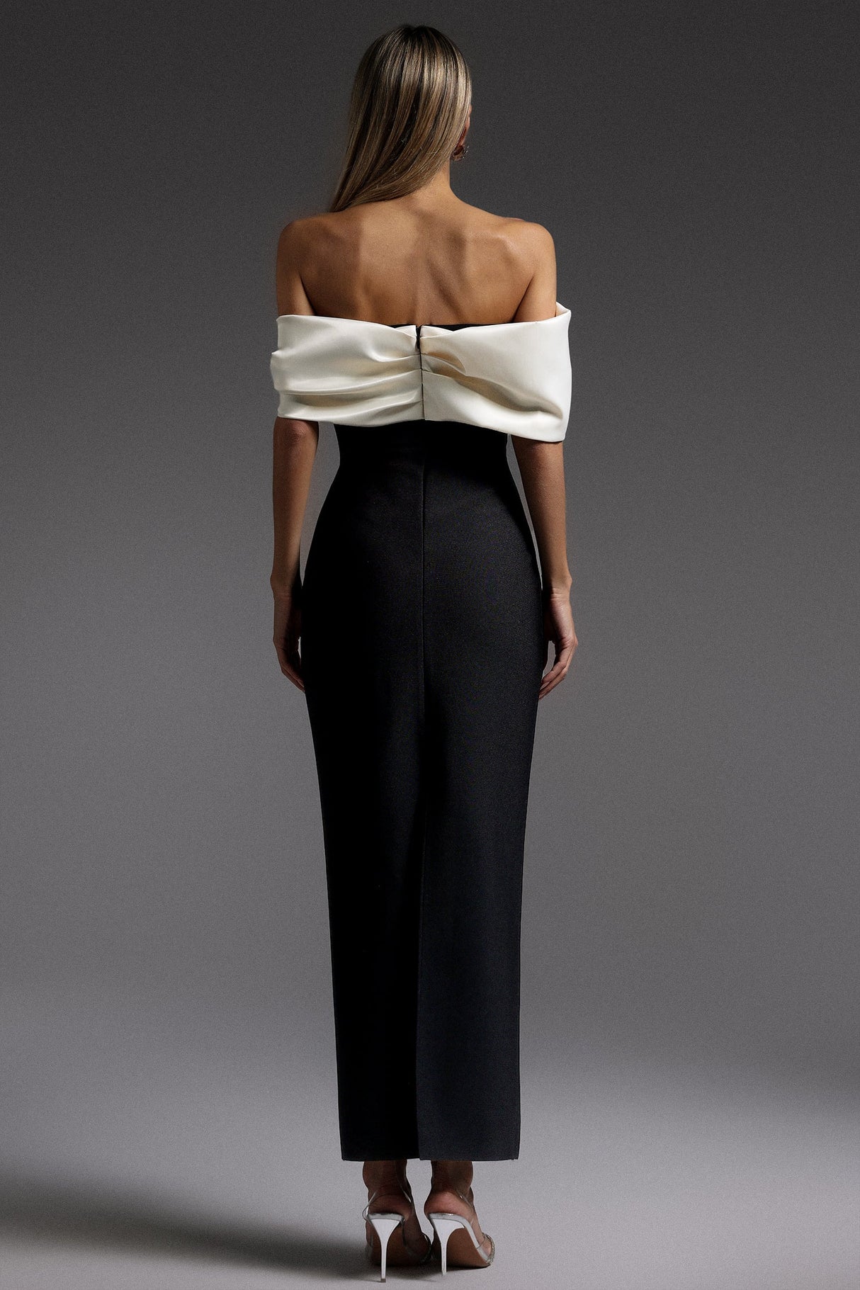 Antonietta Black Off-The-Shoulder Draped Maxi Dress