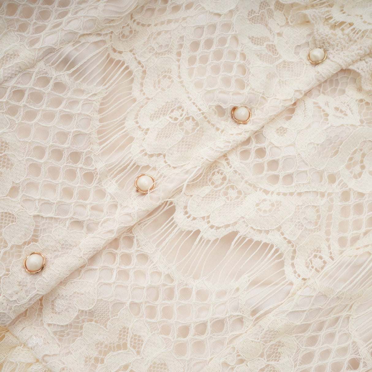 Antonietta Blouse - Flared Cuffs - Frilled Neck - Bow Detailing - Floral Lace Overlay - Cropped