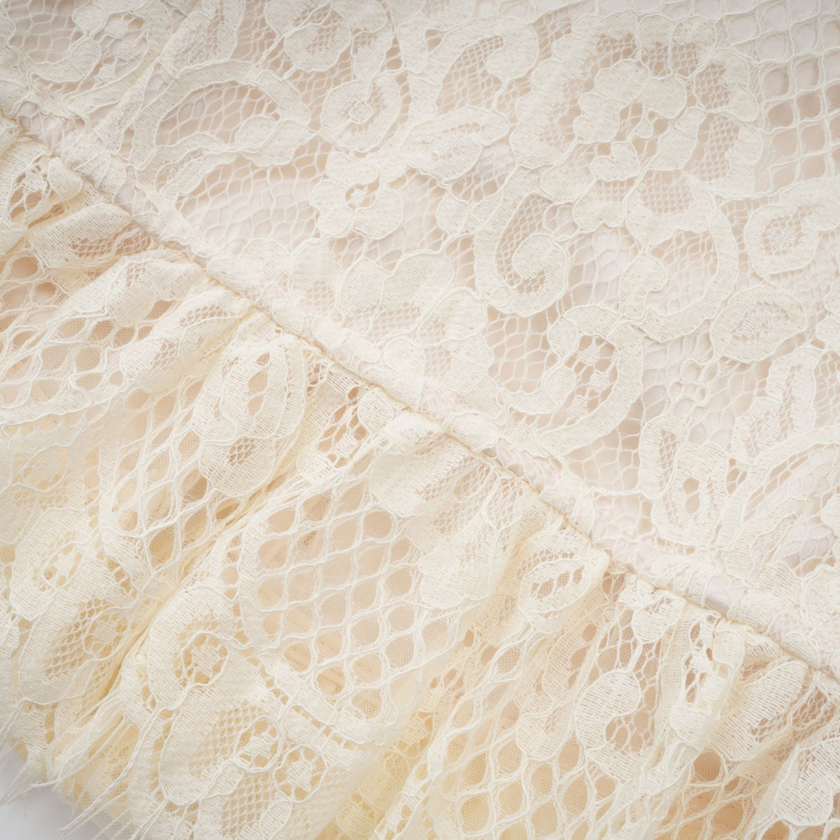 Antonietta Blouse - Flared Cuffs - Frilled Neck - Bow Detailing - Floral Lace Overlay - Cropped