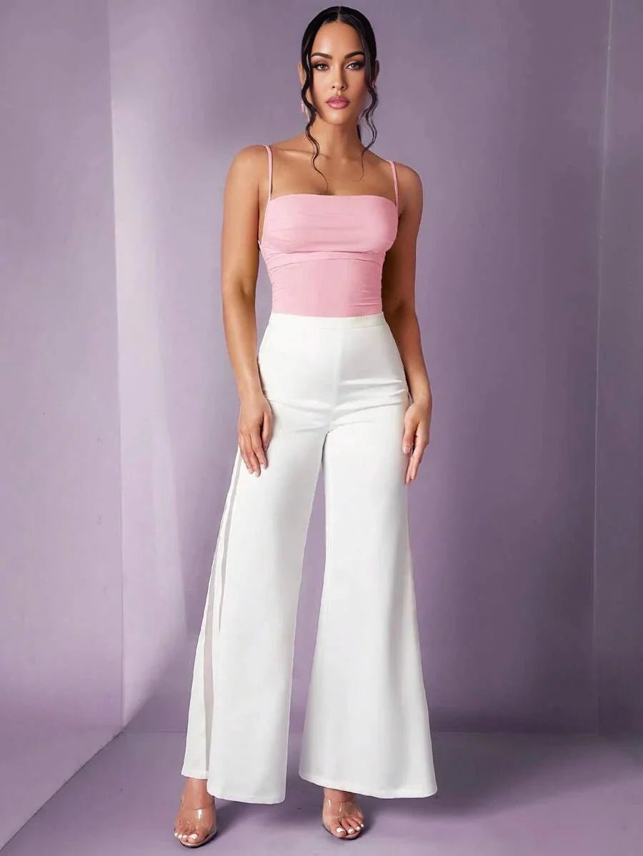 Antonietta Bodysuit - Elasticity: High Stretch - Fit Type: Slim Fit - Fabric: Knitted Fabric - Backless, Lace Up - Style: Casual Style