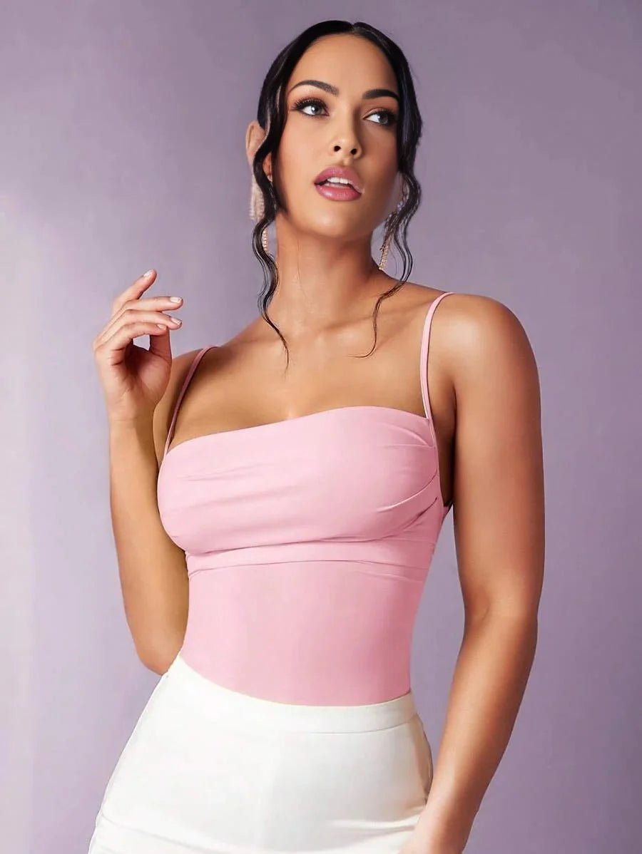 Antonietta Bodysuit - Elasticity: High Stretch - Fit Type: Slim Fit - Fabric: Knitted Fabric - Backless, Lace Up - Style: Casual Style