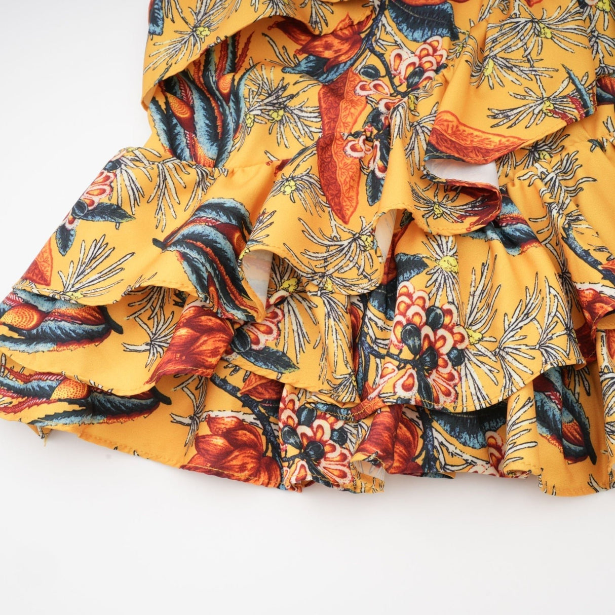 Apolline Midi Dress - Vibrant Floral Print - Ruffle Construction - Crisscross Back - Fitted Bodice - Effortless Elegance