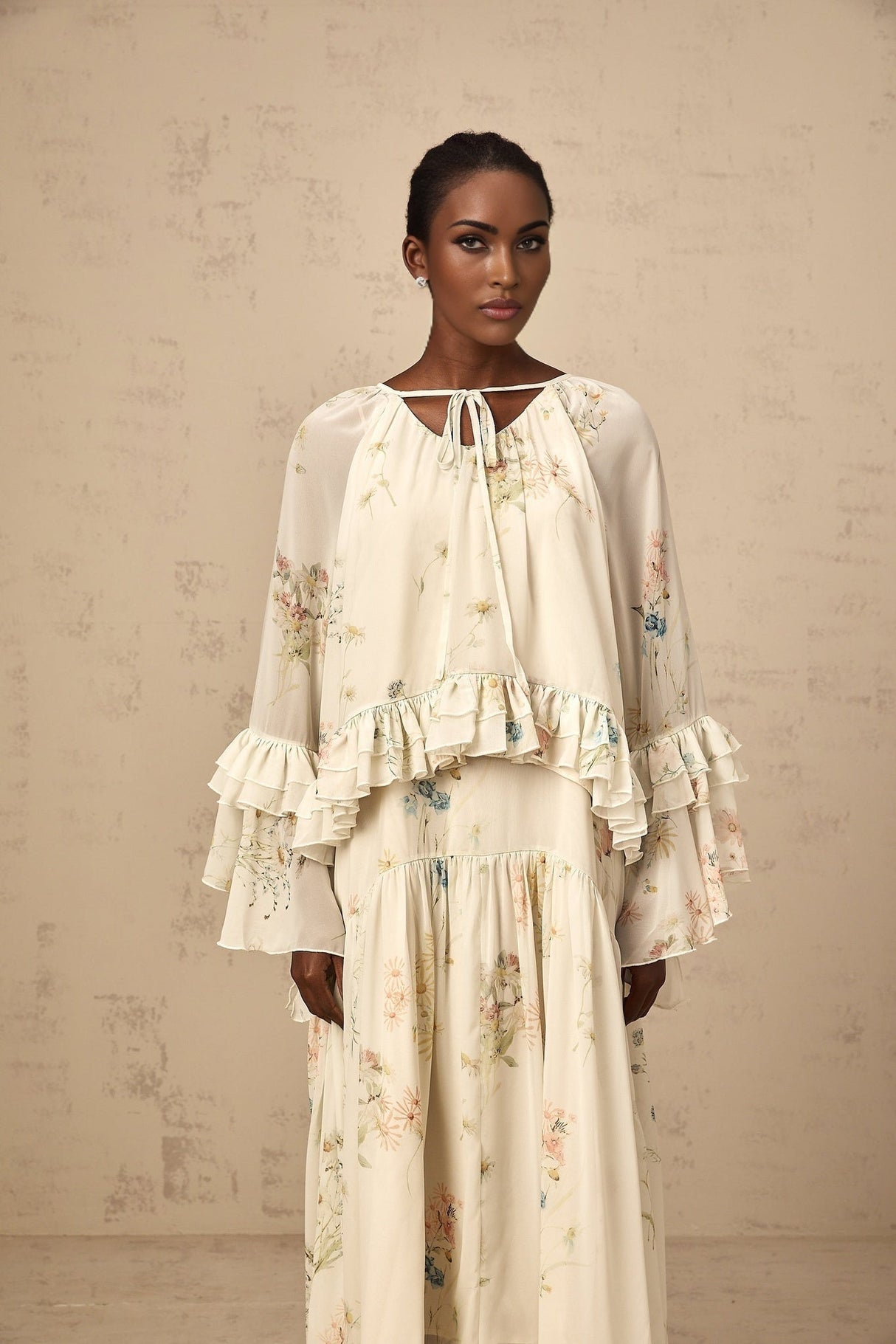 April Blouse & Dress – Floral Print – Ruffled & Pleated Detailing – Loose Fit & Slip - on Style