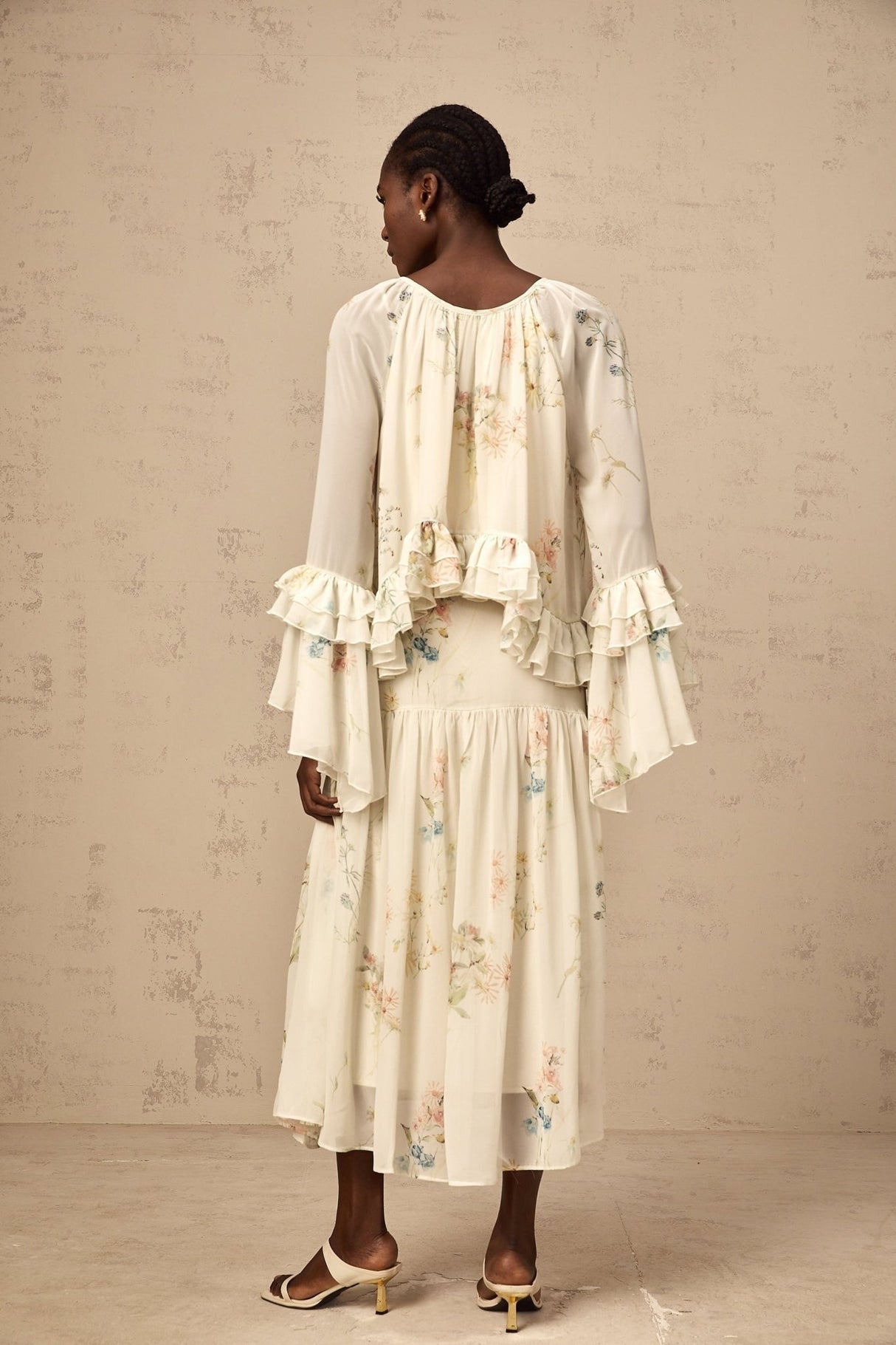 April Blouse & Dress – Floral Print – Ruffled & Pleated Detailing – Loose Fit & Slip - on Style