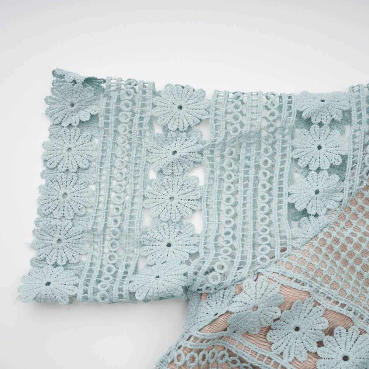 April Midi Dress Green Floral Embroidered Tiered Design & Cut - Out