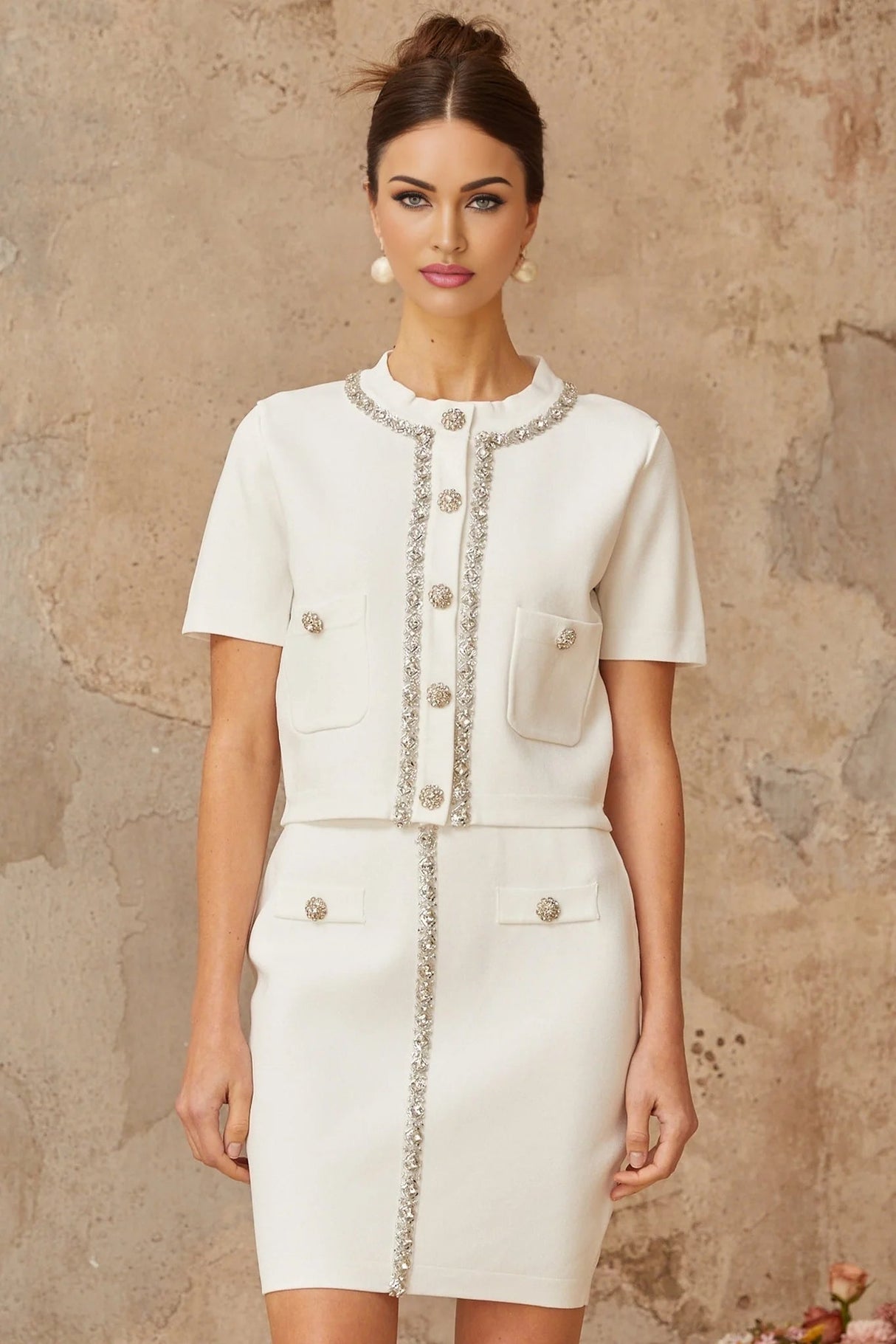 April Top & Skirt Set & Crystal Knit