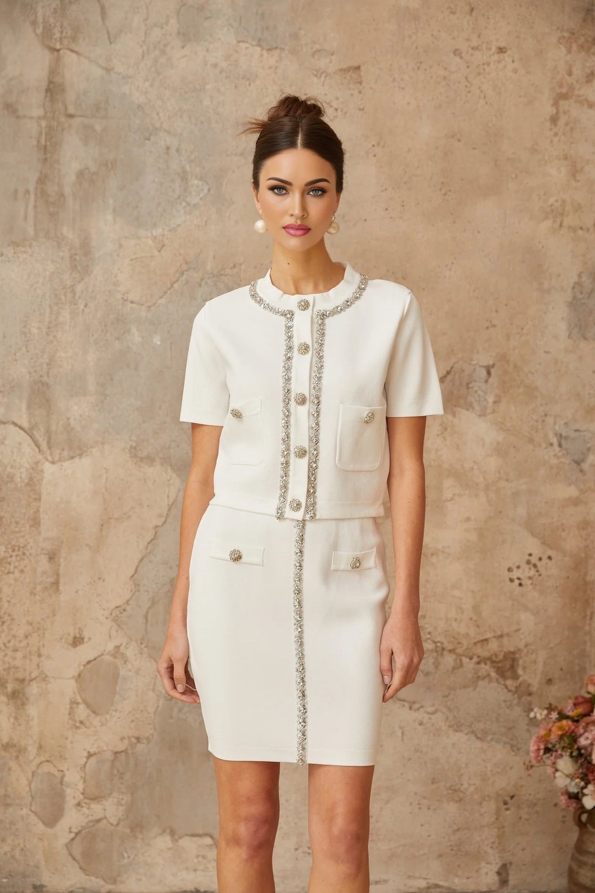 April Top & Skirt Set & Crystal Knit