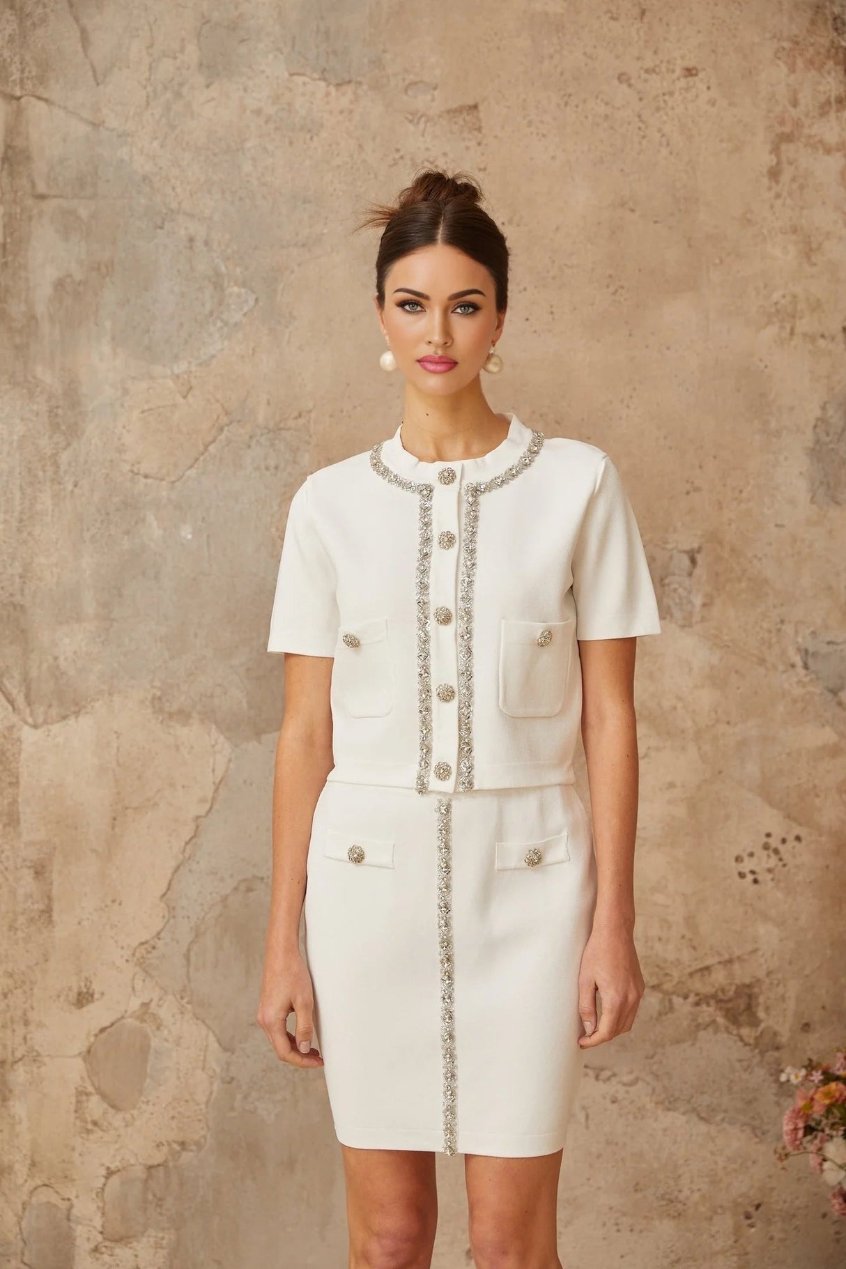 April Top & Skirt Set & Crystal Knit