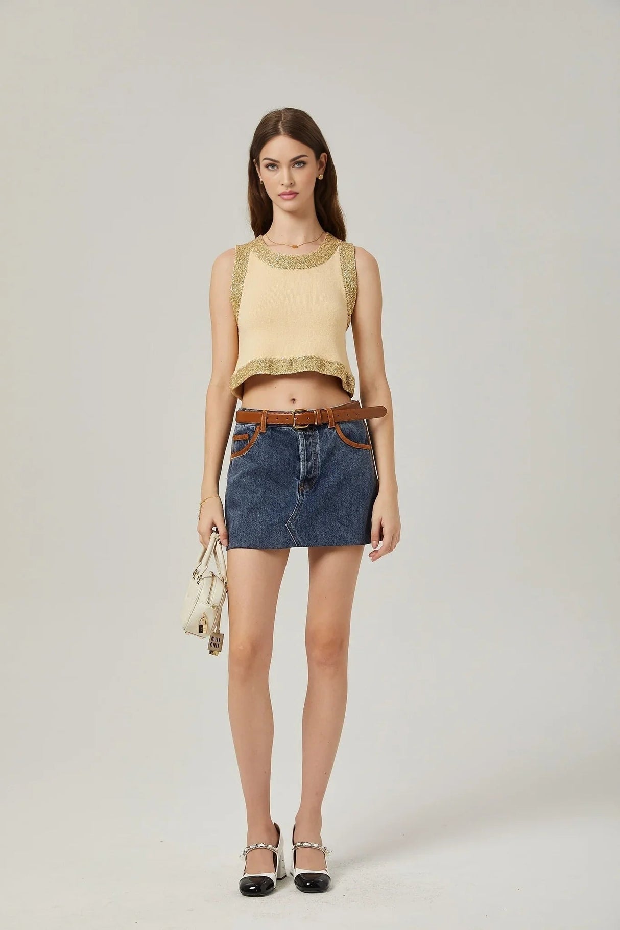 April Vest Top - U - neckline - Sleeveless - Sequined Embellishment