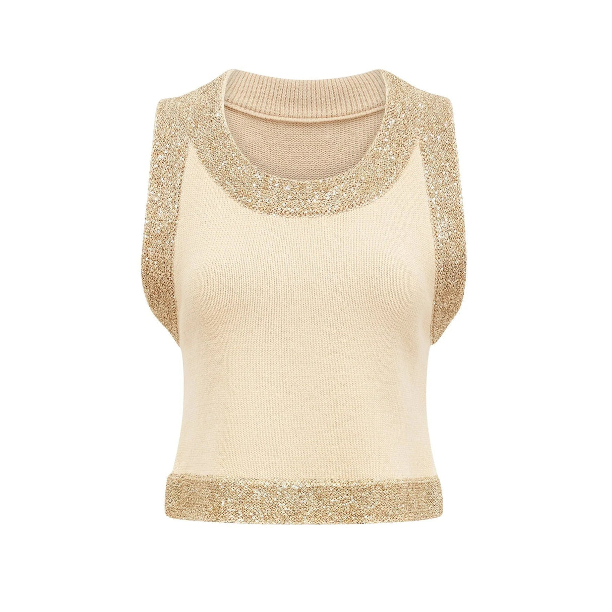 April Vest Top - U - neckline - Sleeveless - Sequined Embellishment