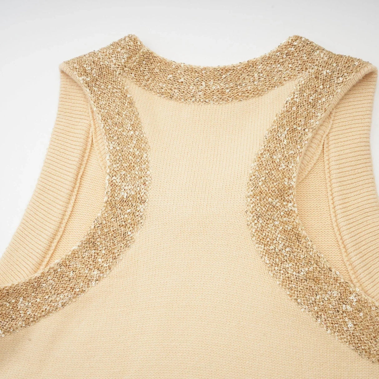 April Vest Top - U - neckline - Sleeveless - Sequined Embellishment