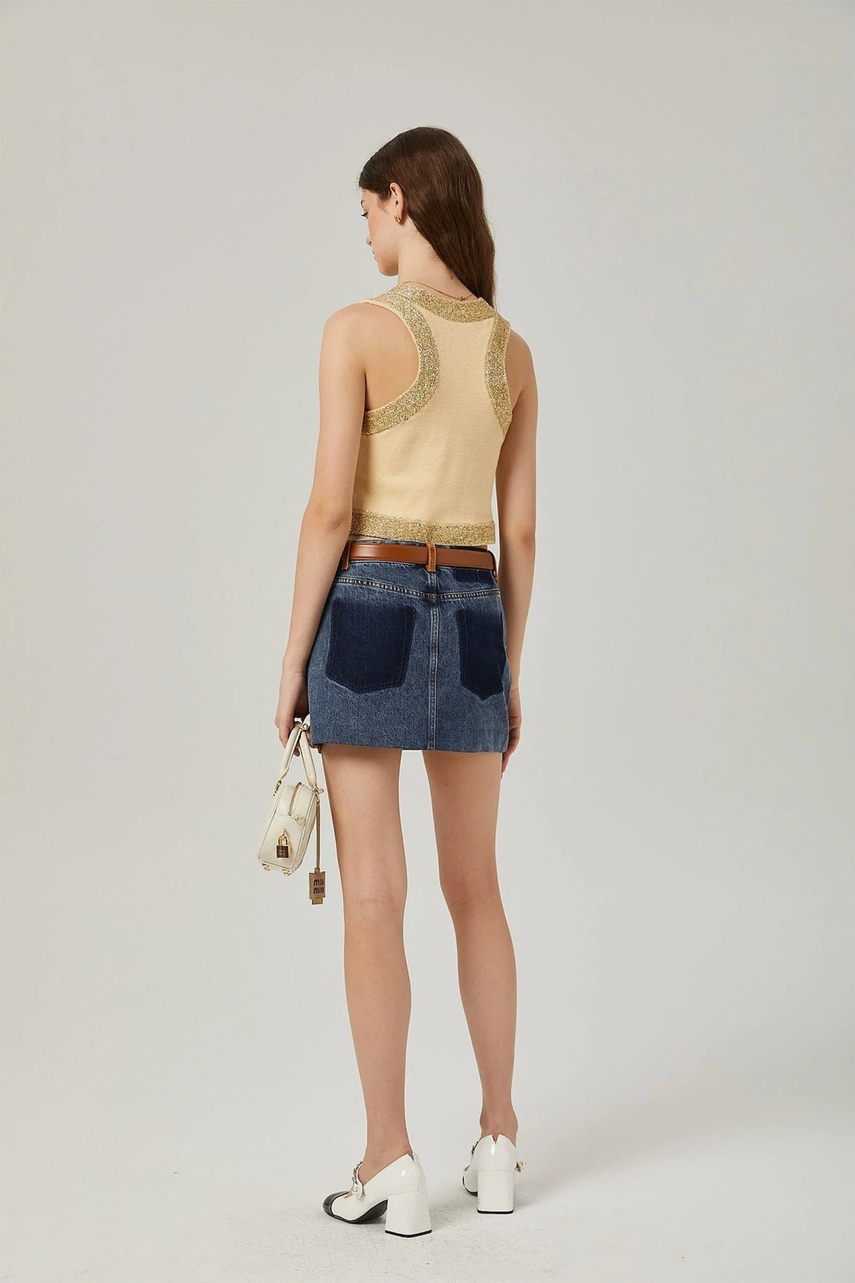 April Vest Top - U - neckline - Sleeveless - Sequined Embellishment