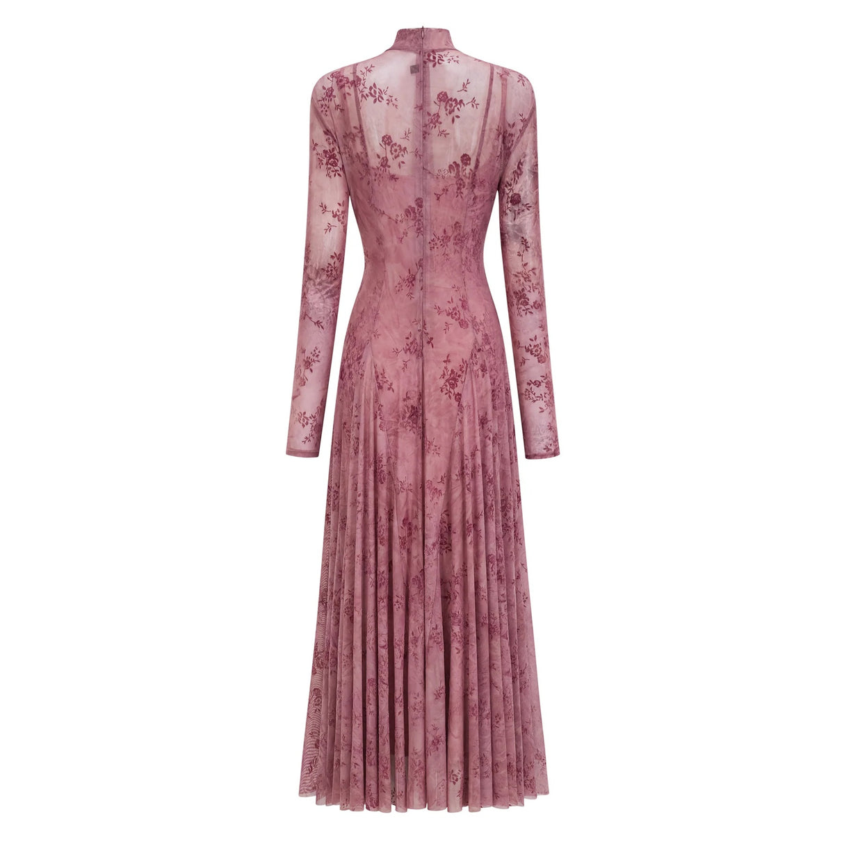 Ariadne Pink Flocked Tulle Maxi Dress