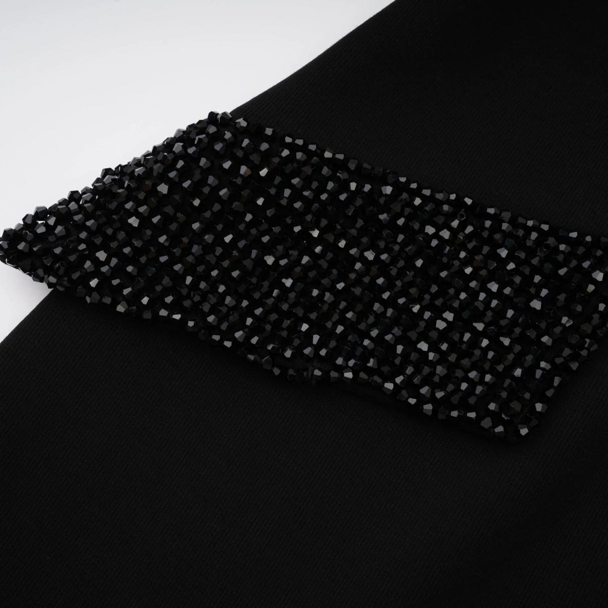 Ariella Elegant Long Dress - Round Neck - Flared Cuffs - Crystal Embellishment - Rear Zip Fastening