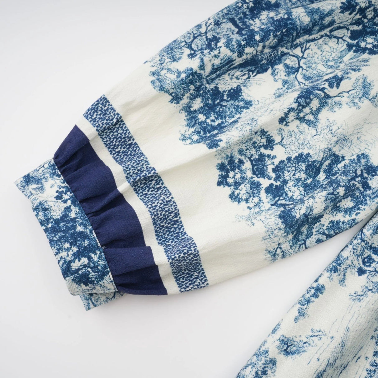 Artemide Midi Dress Blue & White Graphic Print Tie - Waist Pleats